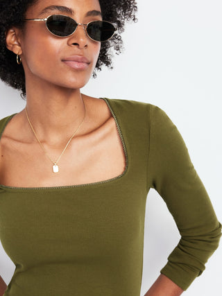 Blusa Cuello Cuadrado de Algodón