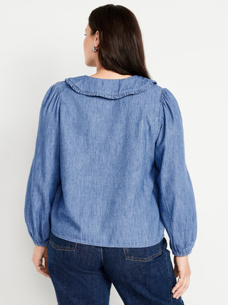 Camisa Manga Larga Cuello con Volantes