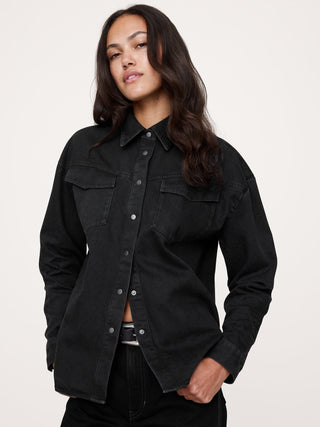 Camisa Manga Larga Denim con Bolsillos