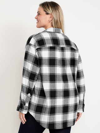 Camisa Oversize con Estampado de Cuadros