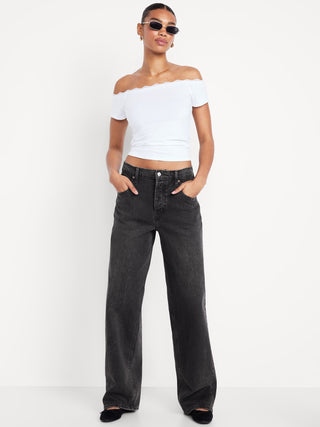 Jeans Slouchy Talle Medio con Bolsillos