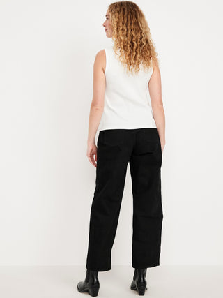 High-Waisted Baggy Barrel Ankle Jeans.