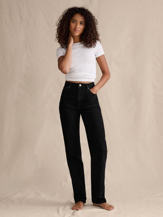 Jeans Recto Talle Alto con Bolsillos