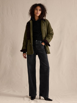 Jeans Holgados Talle Medio con Bolsillos