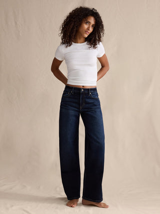 Jeans Holgados Talle Medio con Bolsillos