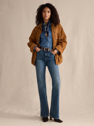 Jeans Acampanado Talle Alto con Bolsillos