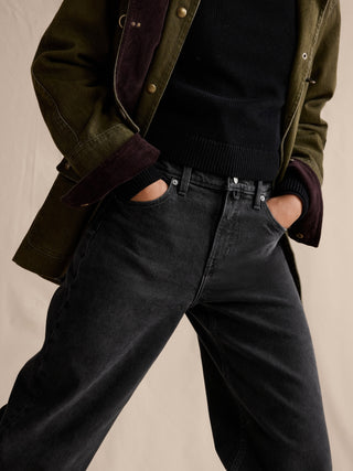 Jeans Holgados Talle Medio con Bolsillos