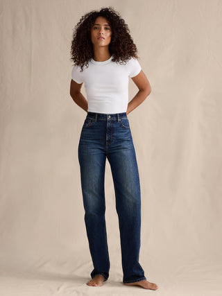 Jeans Recto Talle Alto con Bolsillos