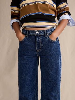 Jeans Holgados Talle Medio con Bolsillos