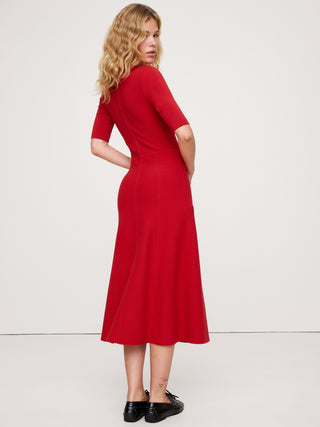 Vestido Manga Larga con Abertura Delantera