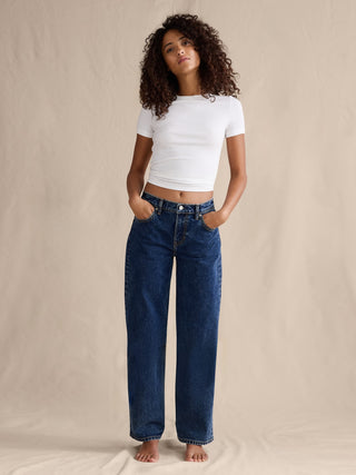Jeans Holgados Talle Medio con Bolsillos