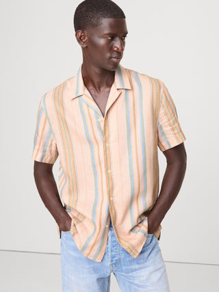 Camisa Manga Corta con Estampado de Rayas
