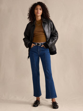 Jeans Flare Talle Alto con Bolsillos