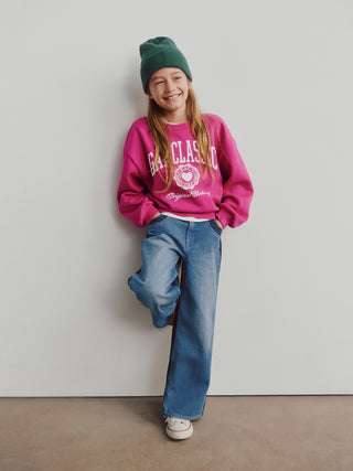 Jeans Wide Leg Talle Alto con Bolsillos, Niña