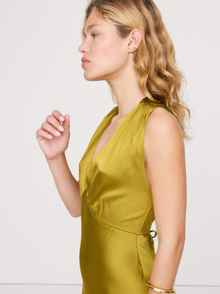 Vestido Largo con Espalda Cruzada de Satén