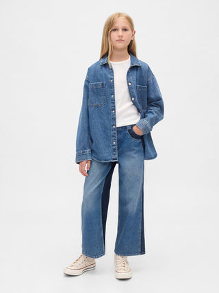Jeans Wide Leg Talle Alto con Bolsillos, Niña