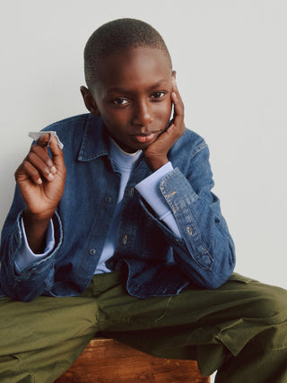 Camisa Denim Oversize con Bolsillo, Niño
