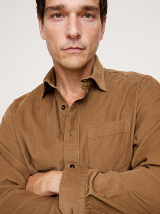 Camisa Manga Larga de Pana con Bolsillo