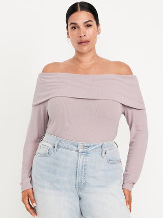 Blusa Ajustada con Hombros Descubiertos