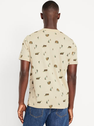 Camiseta Manga Corta de Algodón con Estampado