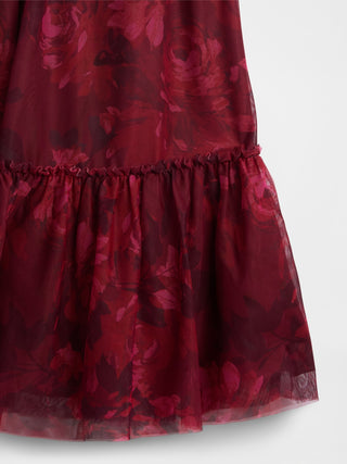 Vestido Cuello Cuadrado con Estampado Floral, Niña