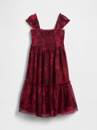 Vestido Cuello Cuadrado con Estampado Floral, Niña