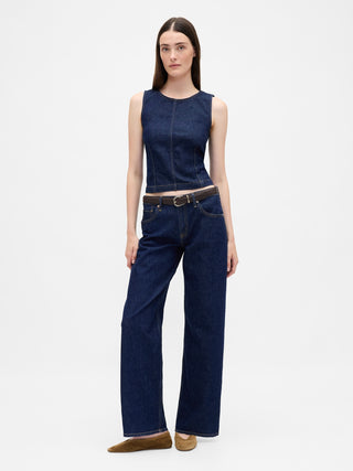 Jeans Holgados Talle Medio con Bolsillos.