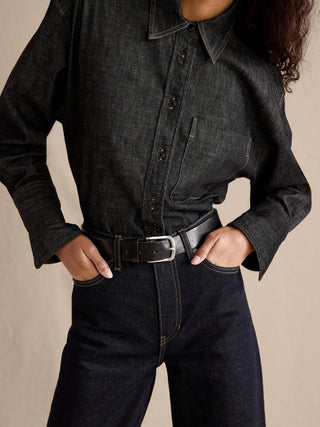Jeans Acampanado Talle Alto con Bolsillos