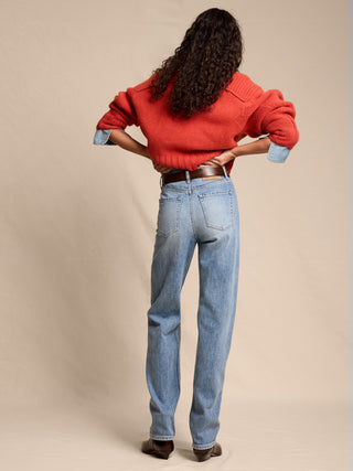 Jeans Recto Talle Alto con Bolsillos