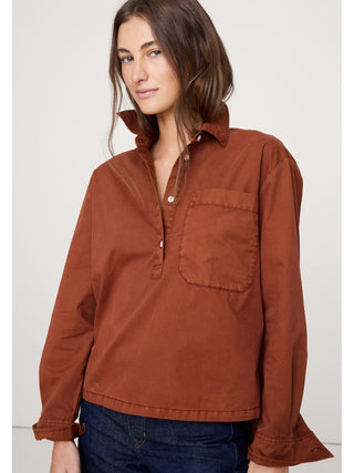 Camisa Oversize Manga Larga con Bolsillo