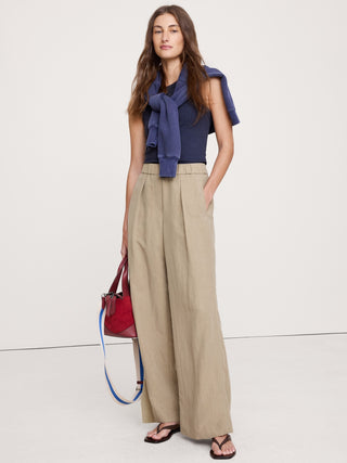 Pantalón Drapeado con Cintura Elástica