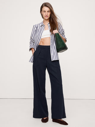 Pantalón Drapeado con Cintura Elástica