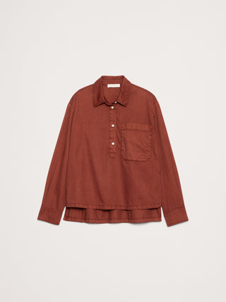 Camisa Oversize Manga Larga con Bolsillo