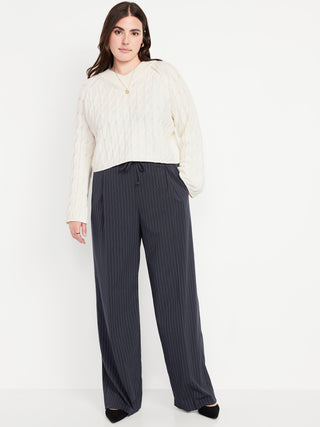 Pantalón Talle Alto con Cintura Elástica Estampado Rayas