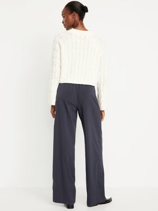 Pantalón Talle Alto con Cintura Elástica Estampado Rayas