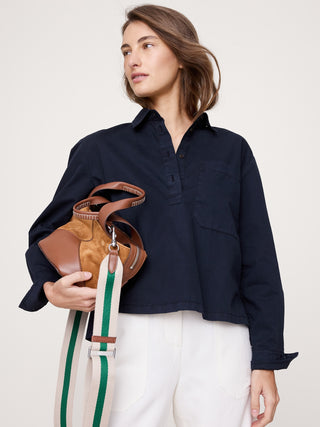 Camisa Oversize Manga Larga con Bolsillo