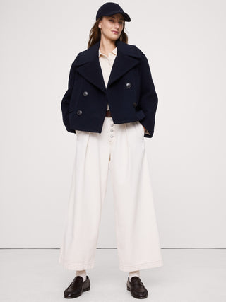 Chaqueta Oversize con Bolsillos de Lana