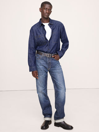 Camisa Manga Larga Denim con Bolsillos