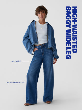 Jeans Baggy Talle Alto con Bolsillos.