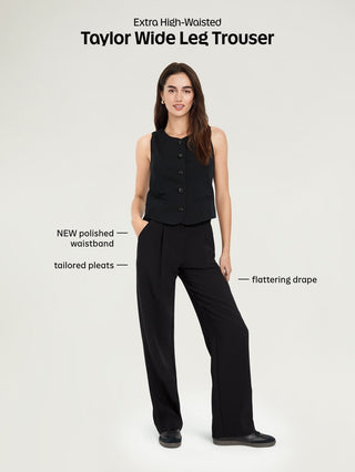 Extra High-Waisted Taylor Wide-Leg Trouser Pants.