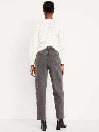 Jeans Barrel Talle Alto con Bolsillos