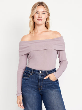 Blusa Ajustada con Hombros Descubiertos