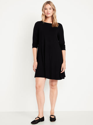 Vestido Cuello Redondo Manga Larga