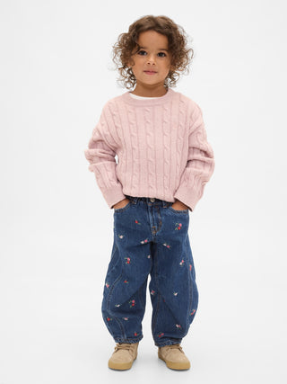 Jeans con Cintura Elástica Estampado Floral, Bebé
