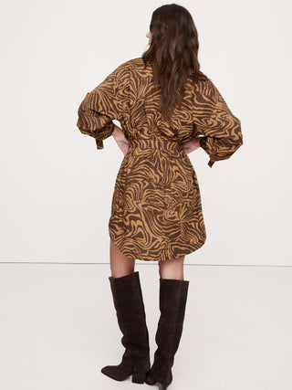 Vestido Manga Larga con Estampado Animal Print
