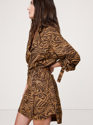Vestido Manga Larga con Estampado Animal Print