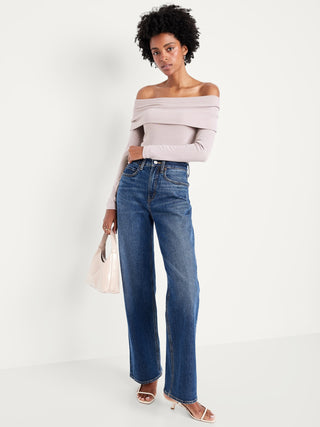 Blusa Ajustada con Hombros Descubiertos