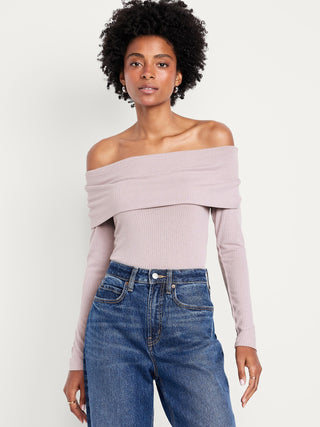 Blusa Ajustada con Hombros Descubiertos