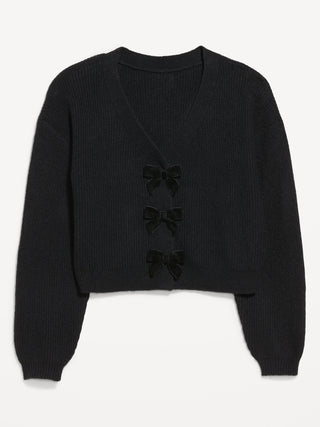 Cárdigan Cuello V con Detalle Lazos