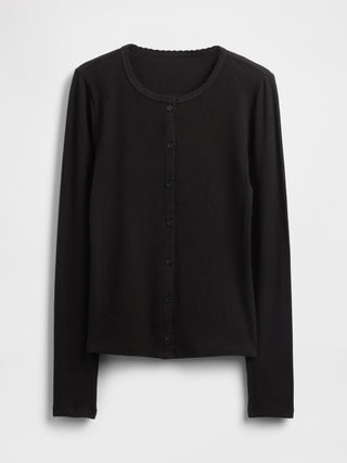Cárdigan Cuello Redondo con Botones de Algodón